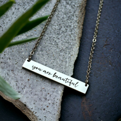 You Are Beautiful Bar Necklace
